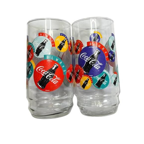 Vintage Atlas 1995 Always Coca Cola glass Tumblers Set of 2 - Picture 3 of 5